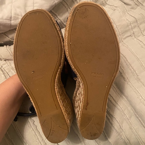 Prada Suede Open-Toe Espadrille Glove Sandal, Blue (Bleu) - Picture 3 of 8